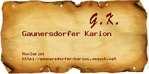 Gaunersdorfer Karion névjegykártya